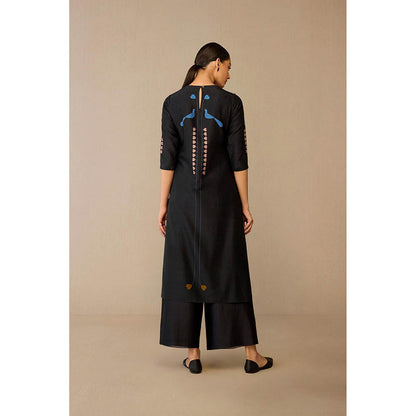 AMPM Shaza Smokey Black Kurta with Palazzo and Dupatta