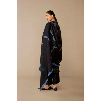 AMPM Shaza Smokey Black Kurta with Palazzo and Dupatta