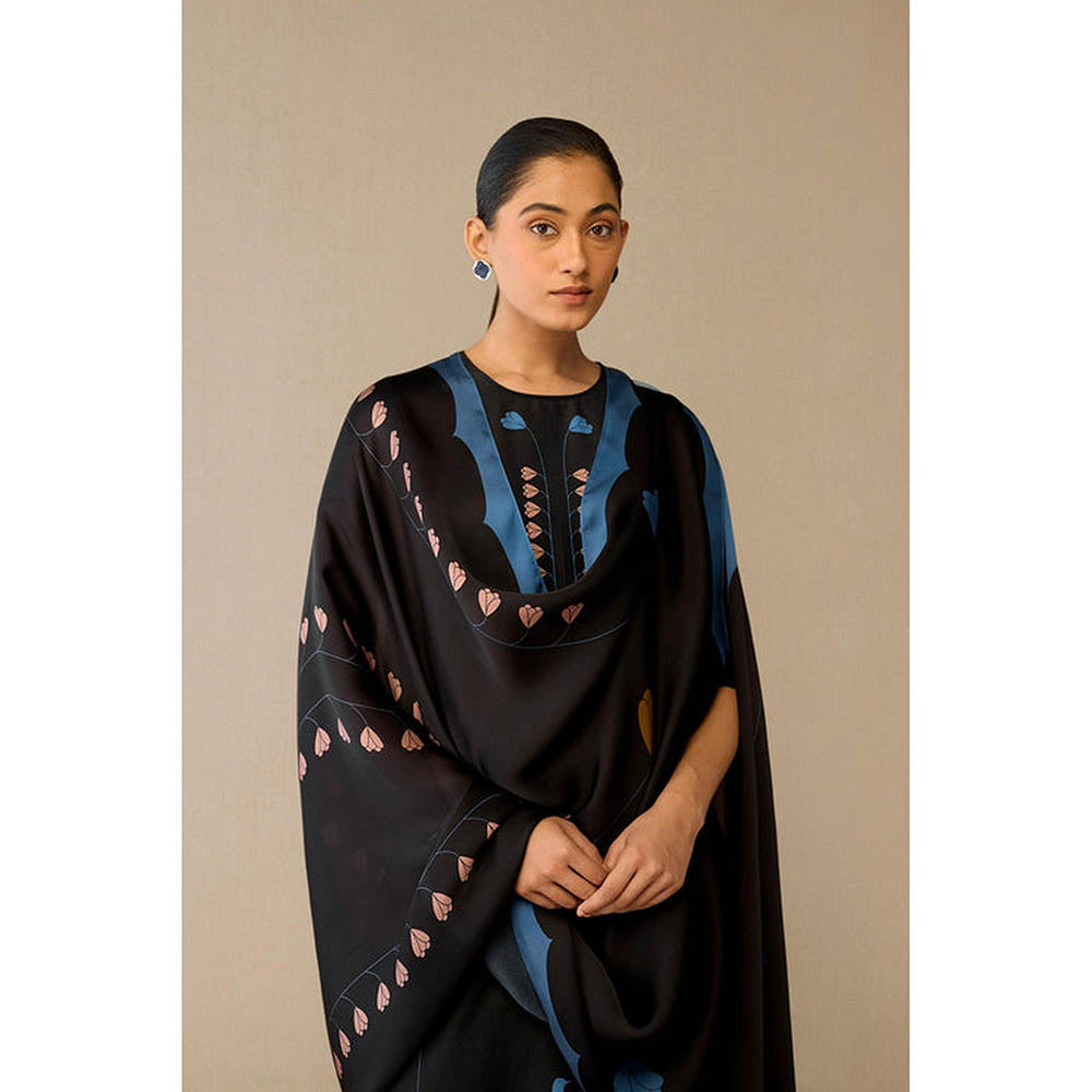 AMPM Shaza Smokey Black Kurta with Palazzo and Dupatta