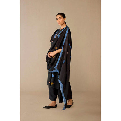 AMPM Shaza Smokey Black Kurta with Palazzo and Dupatta