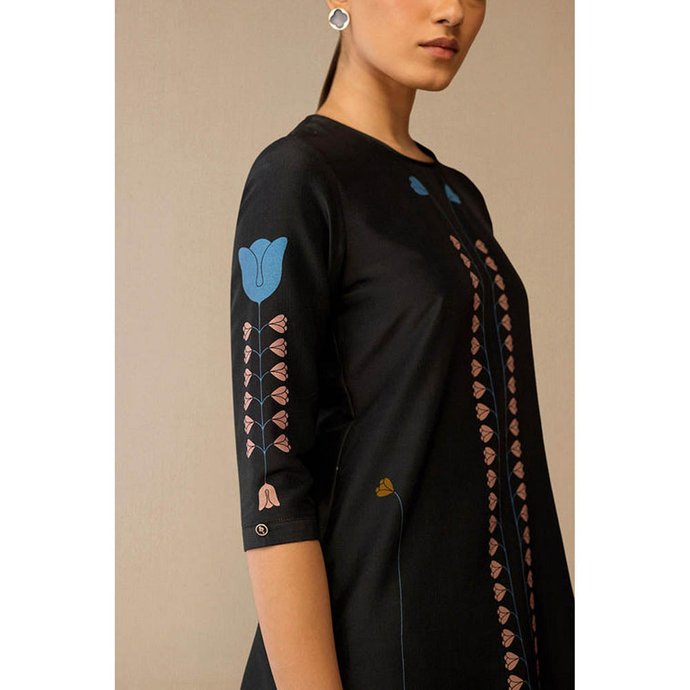 AMPM Shaza Smokey Black Kurta with Palazzo and Dupatta