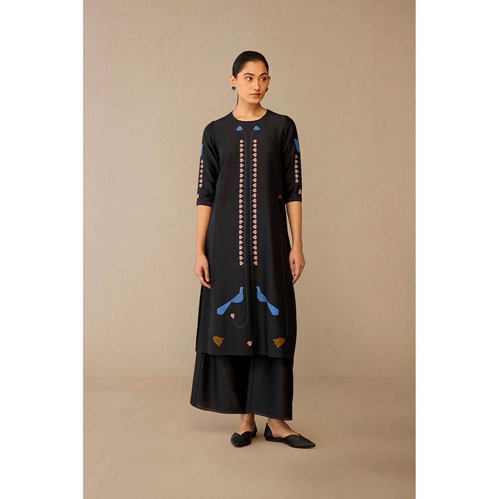 AMPM Shaza Smokey Black Kurta with Palazzo and Dupatta