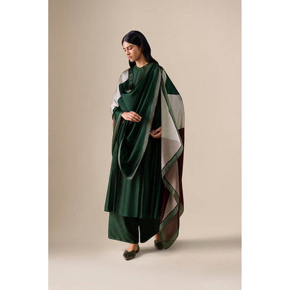 AMPM Shiloh Bottle Green Anarkali Kurta with Palazzo and Dupatta