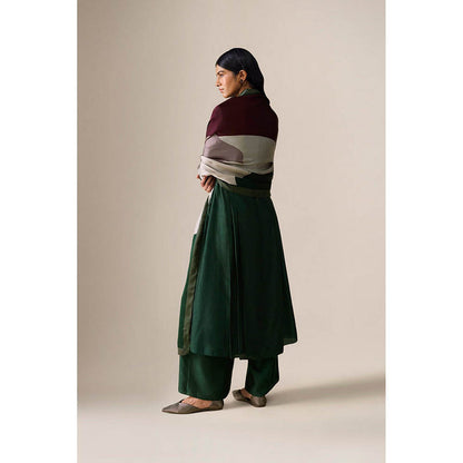 AMPM Shiloh Bottle Green Anarkali Kurta with Palazzo and Dupatta