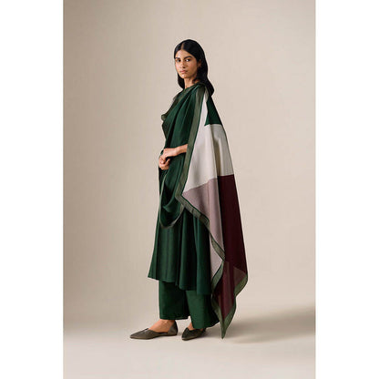 AMPM Shiloh Bottle Green Anarkali Kurta with Palazzo and Dupatta