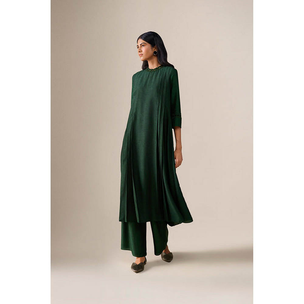 AMPM Shiloh Bottle Green Anarkali Kurta with Palazzo and Dupatta
