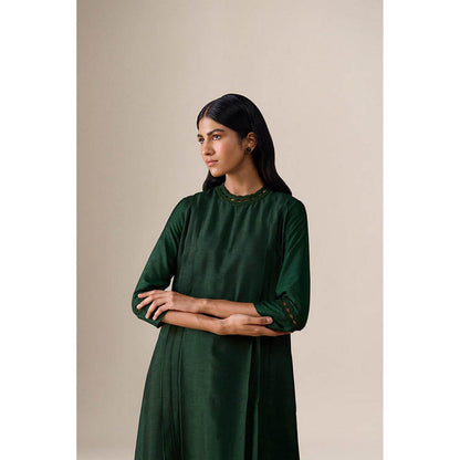 AMPM Shiloh Bottle Green Anarkali Kurta with Palazzo and Dupatta