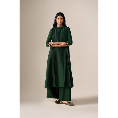 AMPM Shiloh Bottle Green Anarkali Kurta with Palazzo and Dupatta