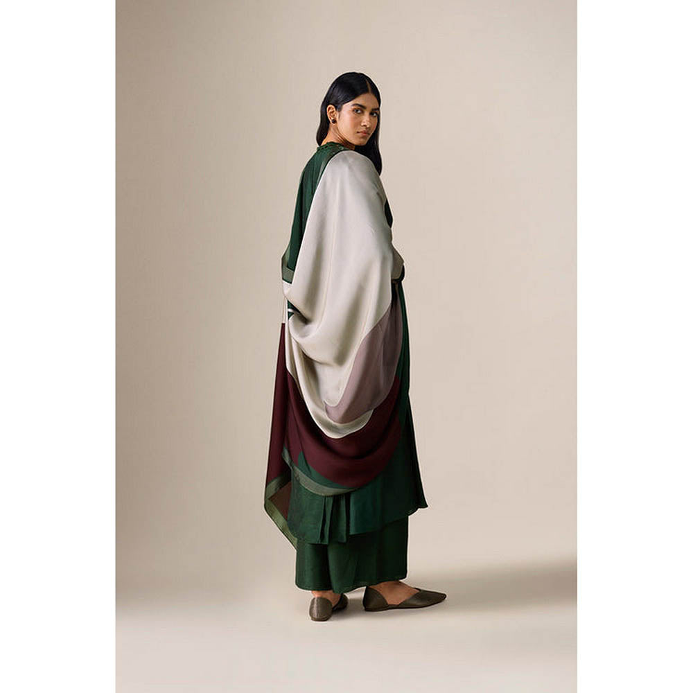 AMPM Shiloh Bottle Green Anarkali Kurta with Palazzo and Dupatta