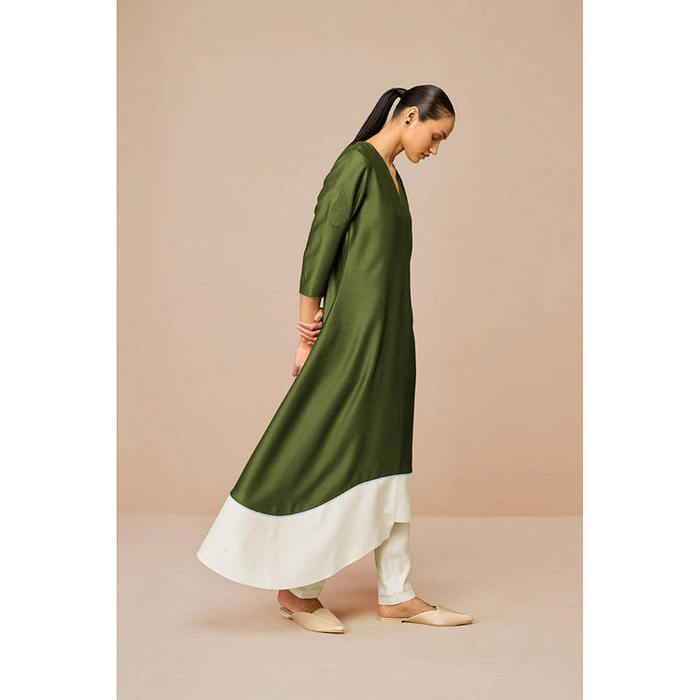 AMPM Tasia Olive Anarkali Kurta with Pant and Dupatta