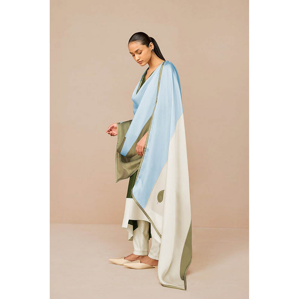 AMPM Tasia Olive Anarkali Kurta with Pant and Dupatta