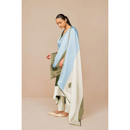AMPM Tasia Olive Anarkali Kurta with Pant and Dupatta