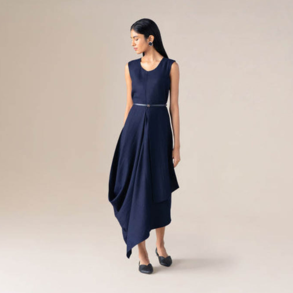 AMPM Women Navy Blue Wool Maxi Dress