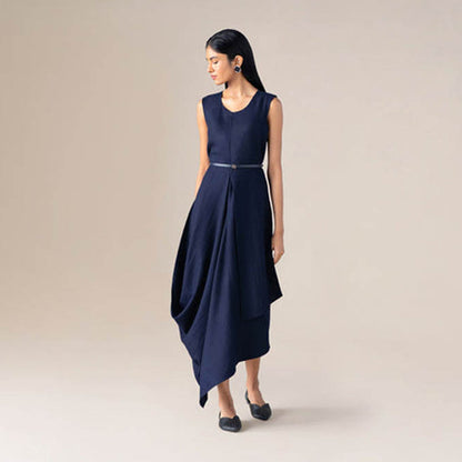 AMPM Women Navy Blue Wool Maxi Dress