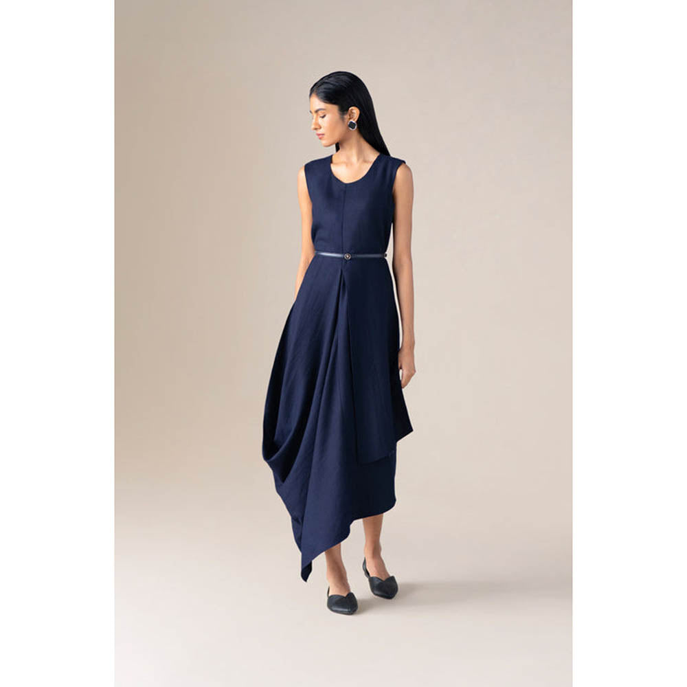 AMPM Women Navy Blue Wool Maxi Dress