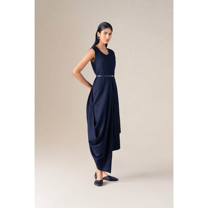AMPM Women Navy Blue Wool Maxi Dress