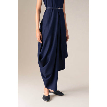 AMPM Women Navy Blue Wool Maxi Dress