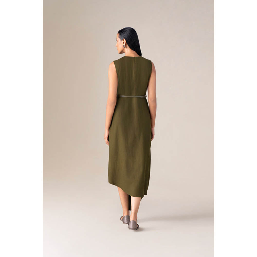 AMPM Women Olive Wool Maxi Dress