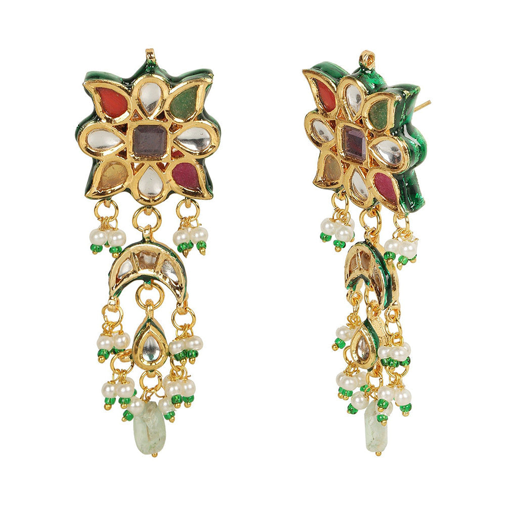 Amreli Jaipur Kundan Pearl Drop Earrings