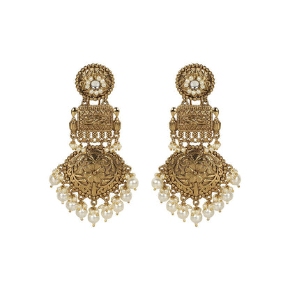 Amreli Jaipur Pearl Gold Earrings