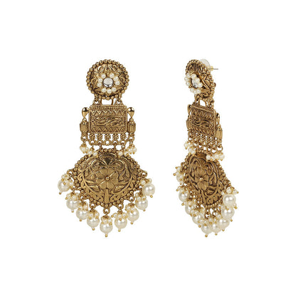 Amreli Jaipur Pearl Gold Earrings