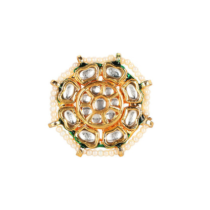 Amreli Jaipur Kundan Adjustable Pearl Ring