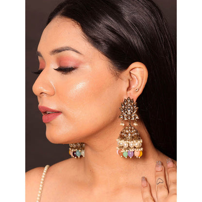 Amreli Jaipur Antique Kundan Jhumkas Earrings