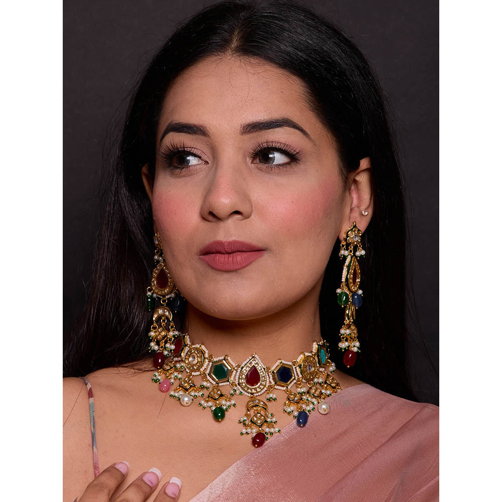 Amreli Jaipur Multi-Color Kundan Choker Jewellery Set