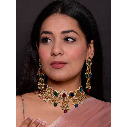 Amreli Jaipur Multi-Color Kundan Choker Jewellery Set