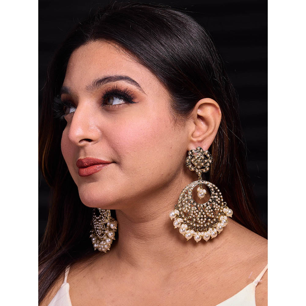 Amreli Jaipur Kundan Pearl Chandbalis Earrings