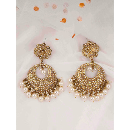 Amreli Jaipur Kundan Pearl Chandbalis Earrings