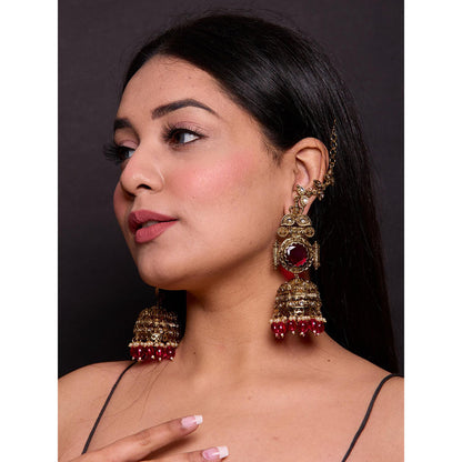 Amreli Jaipur Gold Ear Chain Jhumkas