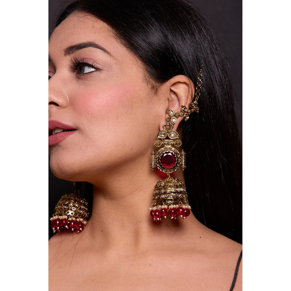 Amreli Jaipur Gold Ear Chain Jhumkas
