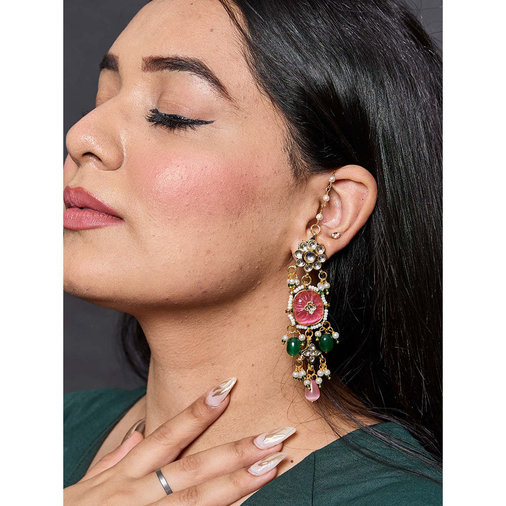 Amreli Jaipur Pink Kundan Earrings
