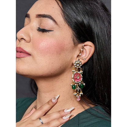 Amreli Jaipur Pink Kundan Earrings