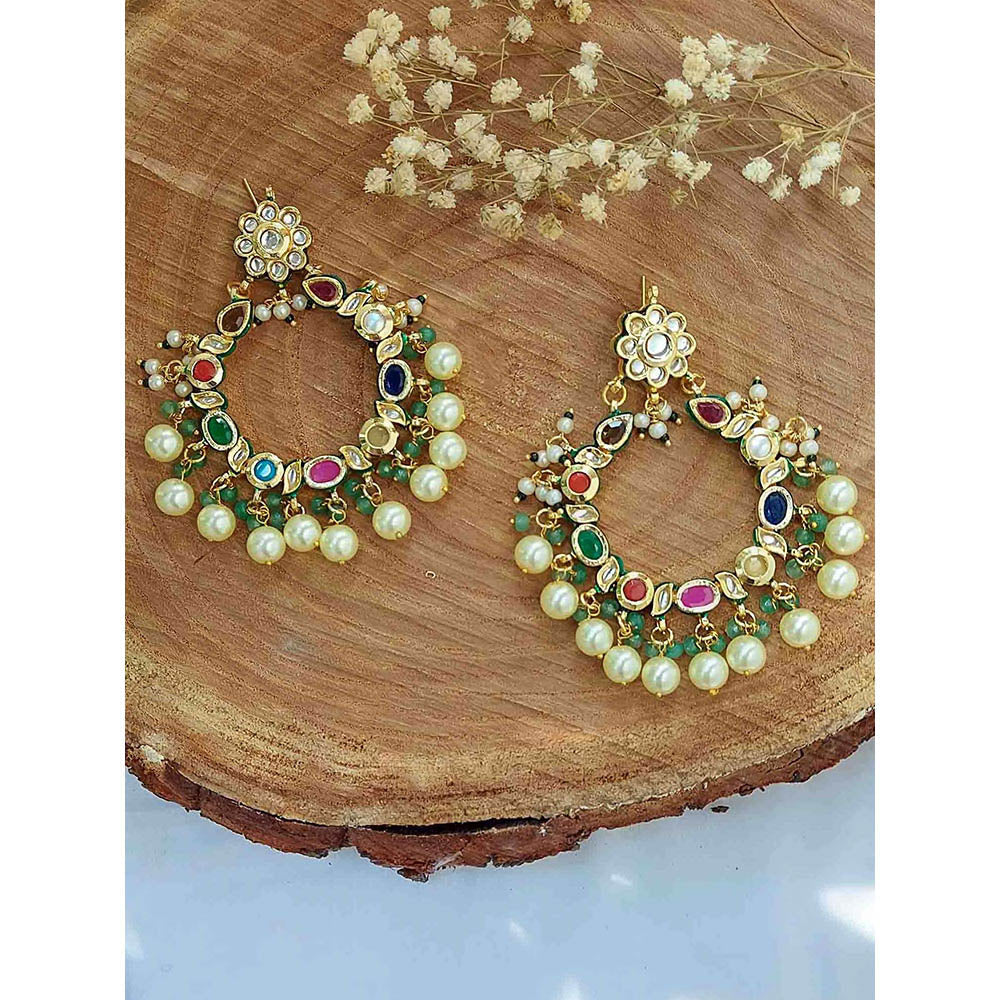 Amreli Jaipur Multicolored Kundan Chandbalis