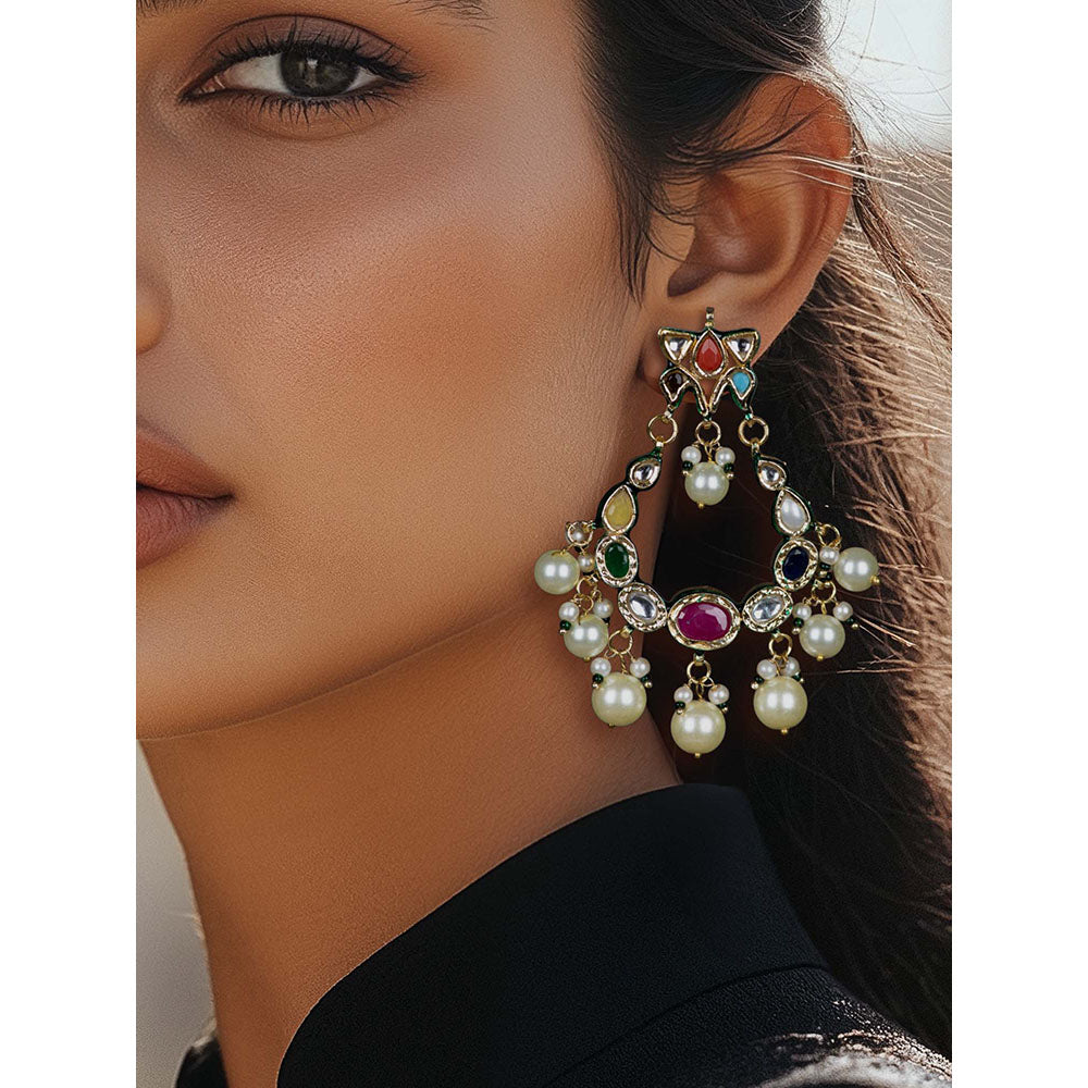 Amreli Jaipur Multicolored Kundan Chandbalis