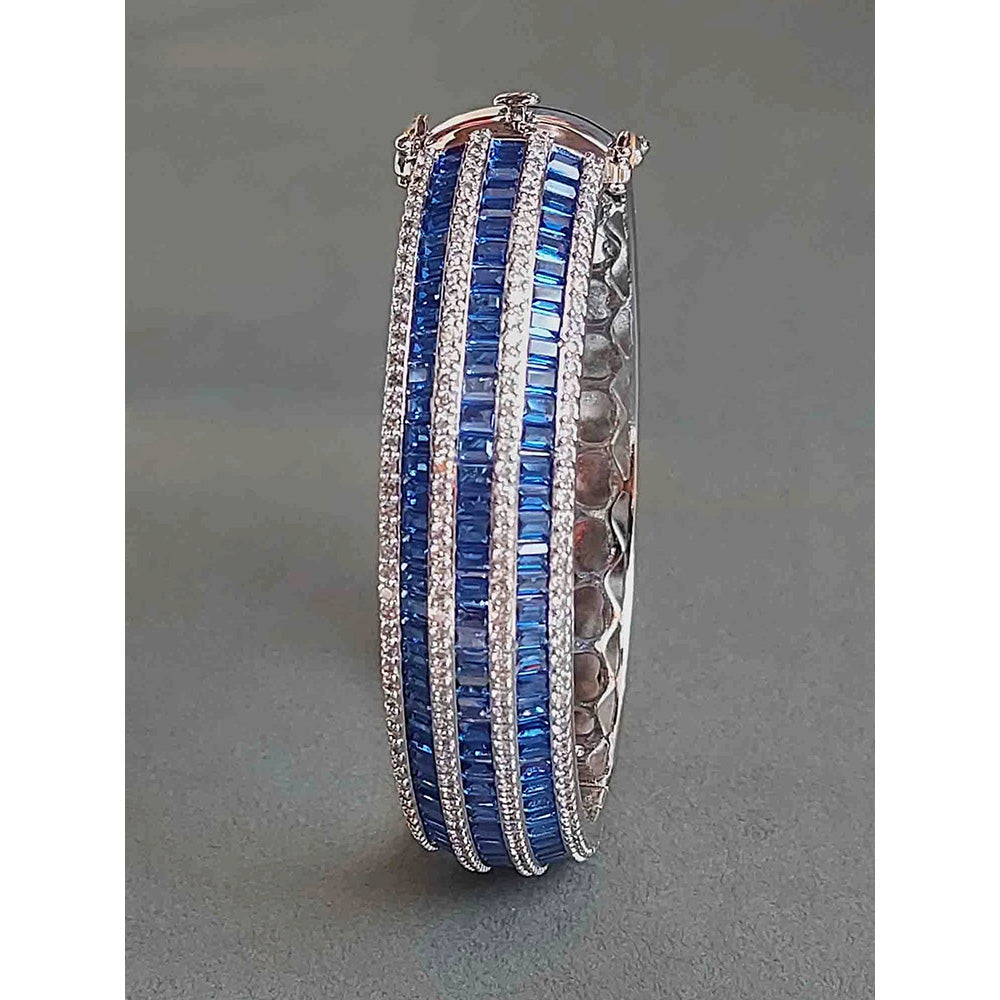 Amreli Jaipur Silver Plated American Blue Diamond Bracelet