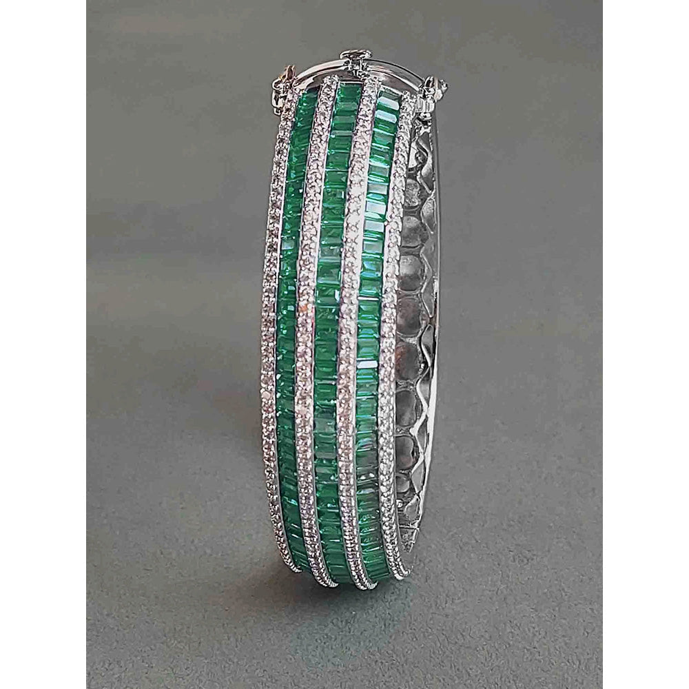Amreli Jaipur Silver Plated Green American Diamond Bracelet