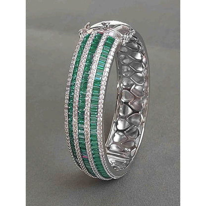 Amreli Jaipur Silver Plated Green American Diamond Bracelet