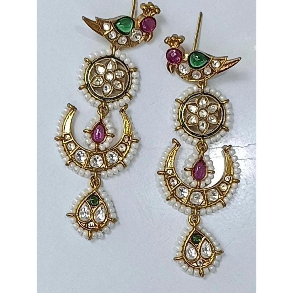 Amreli Jaipur Multi-Color Gold Finish Polki Kundan Earrings