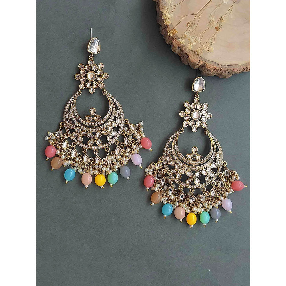 Amreli Jaipur Multi-Color Kundan Chandbali Earrings