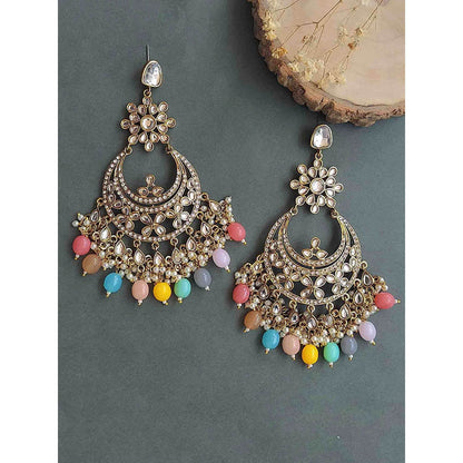 Amreli Jaipur Multi-Color Kundan Chandbali Earrings