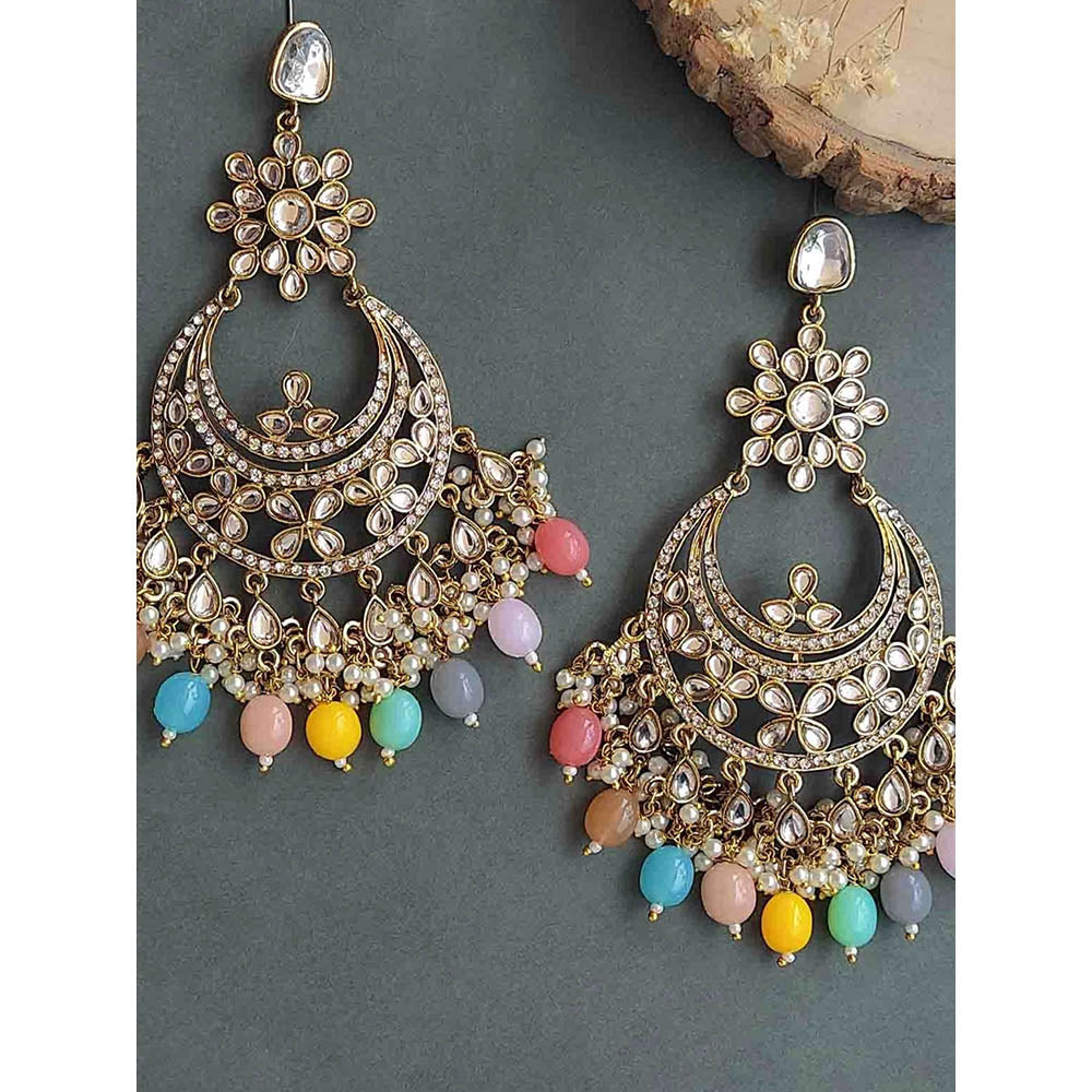 Amreli Jaipur Multi-Color Kundan Chandbali Earrings