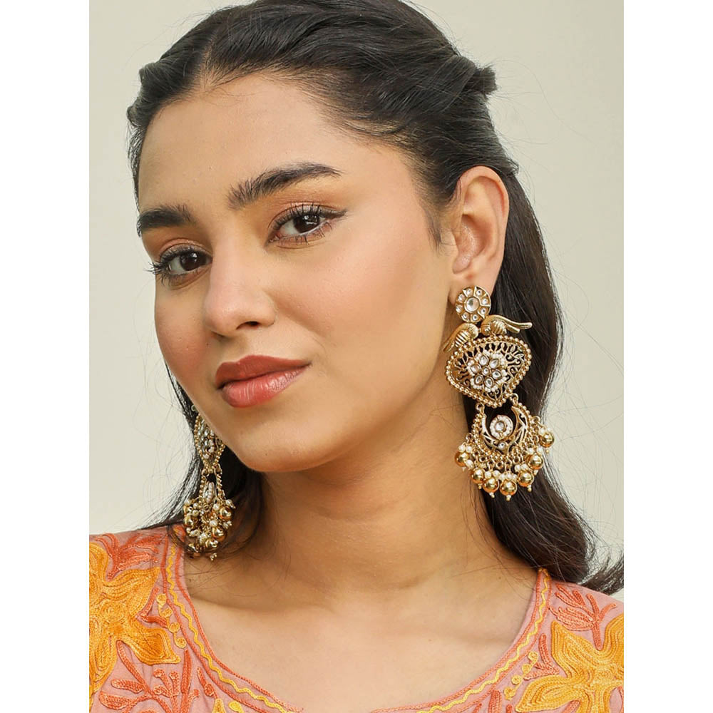 Amreli Jaipur Off White Kundan Chandbali Earrings