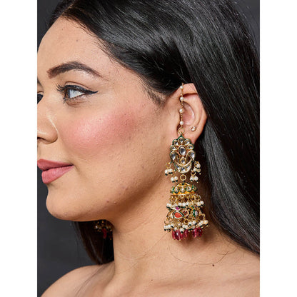 Amreli Jaipur White Kundan Jhumki Earrings