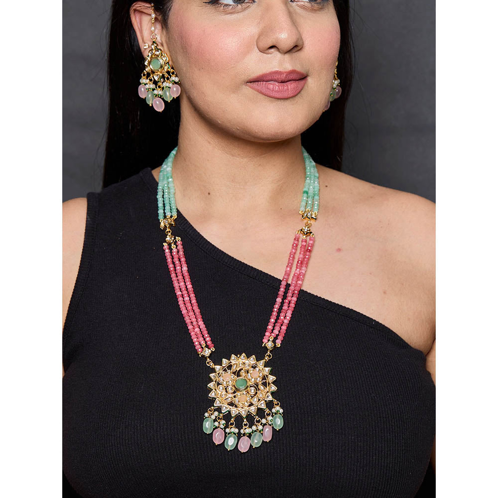Amreli Jaipur Multi-Color Kundan Carving Stone Necklace Set