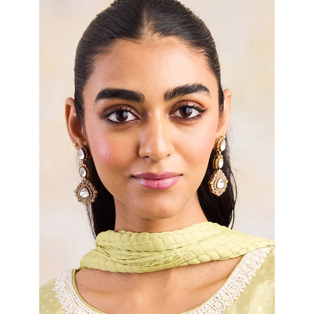 Amreli Jaipur White Victorian Polki Kundan Earrings