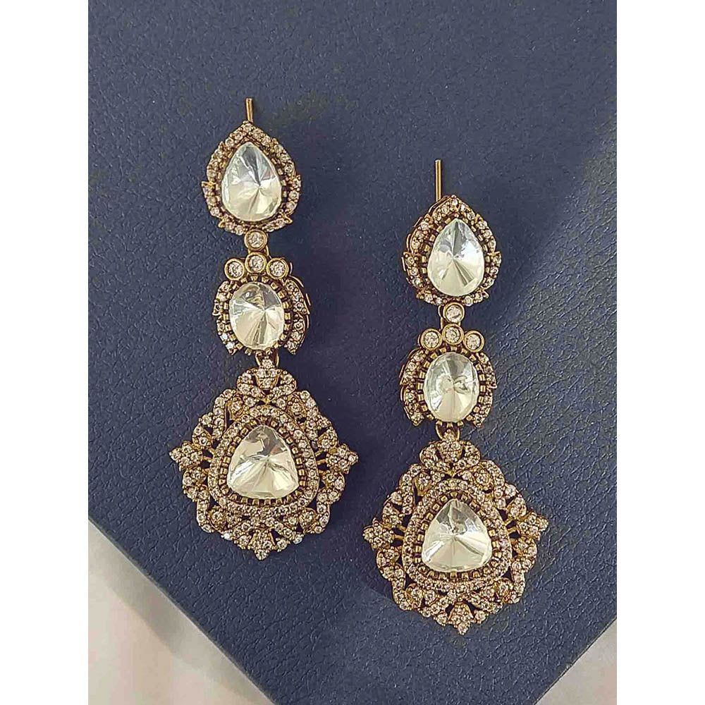 Amreli Jaipur White Victorian Polki Kundan Earrings