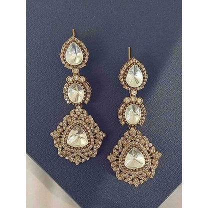 Amreli Jaipur White Victorian Polki Kundan Earrings